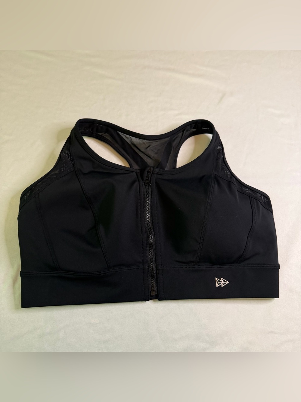 Yvette Front Zip High Impact Sports Bra Black Racerback XL+ Plus Size Gym